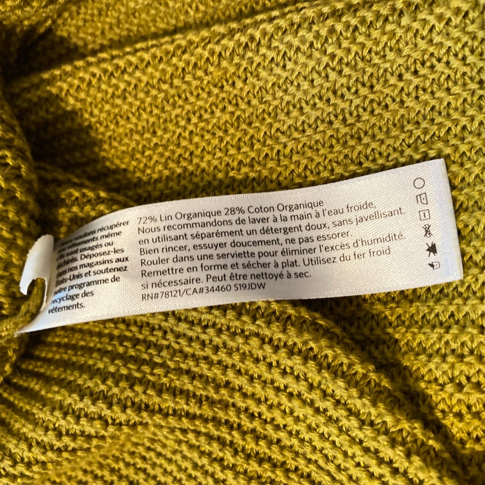 Eileen Fisher Knit Tunic Organic Cotton/Linen Top Olive Green Women Small NWOT - Picture 6 of 11